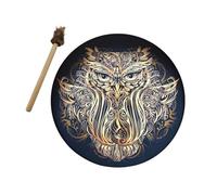 Tambour Chaman Hibou - Tambour Sibérien "Owl's Soul" Deep Bass Son divin, Musique Spirituelle Shaman Drum Deep Bass Voix de Dieu Cadeau pour les amans | Shaman Alchimique Tambour lunaire avec baguette