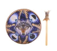Tambour chaman instrumental de 22,9 cm, design tête de loup, tambour sibérien authentique pour symbole de musique spirituelle, réflexion, méditation
