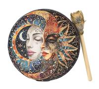 Tambour chaman - Percussion à main de 25 cm, instrument égyptien élégant, rythme de la déesse de la lune, percussion de musique portable durable, outil spirituel traditionnel pour cérémonie