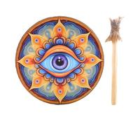 Tambour chaman - Tambour à main en bois de 25 cm, couleur rétro, design de coquille en bois, outil de avec son | Construction, jouabilité, tambours de méditation