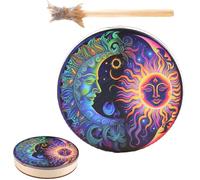 Tambour chaman - Tambour à main rond en bois de 25 cm - Couleur rétro