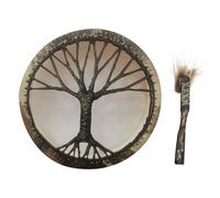 Tambour chaman - Tambour à Main Rond - Petit Tambour à Main pour - Motif d'arbre rétro - Instrument Musical avec bâton - Tambour décoratif à Suspendre au Mur - Jouet éducatif F