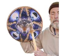 Tambour chaman - Tambour chaman guérisseur sonore de 9 pouces | Authentiques tambours sibériens pour la méditation, la déréflexion du symbole de la musique spirituelle, symbole de musique spirituelle