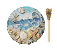 Tambour chaman - Tambour de méditation en coquillage, instrument de percussion naturel, instrument sonore pratique | Avec maillet pour une musique calme et une expression spirituelle - Tambour côtier