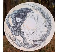 Tambour Chamanique 10 Pouces Fait à la Main avec Bâton de Tambour Arbre de Vie Outil de Guérison Sonore pour la Musique Spirituelle, Méditation de Réflexion (Corbeau)