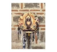 Tambour Chamanique 27cm avec Housse et Maillet Instrument de Musique Rituel Guérison Sonore Méditation - Jaune, Taille Unique