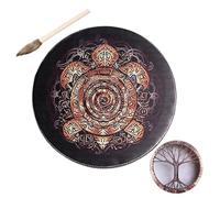 Tambour Chamanique - Arbre de Vie type Bois plus Instrument de Méditation et Spirituelle pour Rituels et Thérapie Sonore Décoration et Musique Accessoire Pro Kit