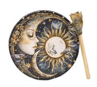 Tambour chamanique créatif fait à la main, tambour totem fait à la main, tambour totem fait à la main, tambour à main avec de tambour pour musique chamanique 25,4 cm