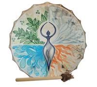 Tambour chamanique fait à la main, tambour chamanique avec bâtons - Tambour chamanique Chaman fait à la main pour la musique spirituelle Tambour chamanique Sibérien Han