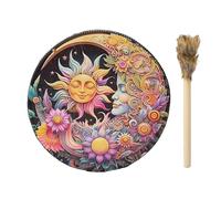 Tambour chamanique - Instrument sonore chamanique vintage avec ton, matériau musical spirituel rond pour les fans, tambour chamanique fait à la main | Tambour chamanique à main en cuir PU