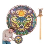 Tambour chamanique pour adulte - Tambour chamanique de 20,3 cm - Avec tête de cerf - Guérisseur sonore instrumental - Sans vergogne pour la musique spirituelle