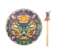Tambour chamanique pour adulte - Tambour de 22,7 cm - Instrument de percussion ethnique - Tambour chaman décoratif avec tête de cerf pour spiritualité, méditation, pleine conscience, thérapie sonore