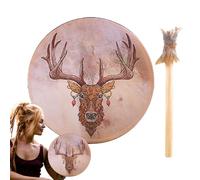 Tambour chamanique sans vergogne pour adultes - Tambour sans vergogne de 20,3 cm avec tête de cerf - Chaman instrumental - Tambour sans vergogne fait à la main pour la musique spirituelle