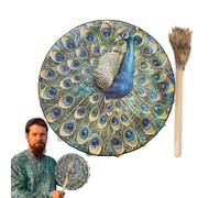 Tambour chamanique spirituel - Tambour indigène fait à la main, instrument de percussion traditionnel, outil sonore de méditation | Motif oiseau sibérien de 24 cm Résonance profonde, rituel de