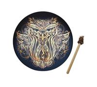 Tambour Chamanique, Tambour À Main Avec Baguette, Tambour Chaman Chouette, Shaman Alchemy Moon Drum, Musique Spiritual Shaman Drum Deep Bass Voix De Dieu Cadeau, 25X25cm
