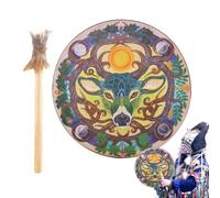 Tambour chamanique,Tambours chamaniques,Tambour Avec Conception De Tête De Cerf Fait Main 9 Pouces - Battement Chamanique Main, Guérisseur Du Son Instrumental, Authentique Sibe