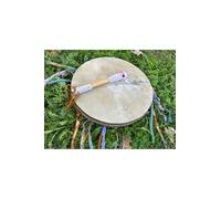 Tambour Chamanique Traditionnel (52cm) avec Housse et Maillet - Instrument de Musique Sacré pour Méditation et Guérison - Crème, Taille Unique