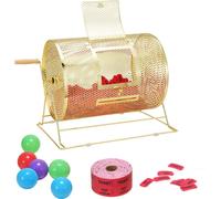 Tambour de billets de loterie Enfant chanceux 500 - billets ou 300 boules de tombola Capacité - Cage métallique professionnelle de rotation des billets - Plateau tournant de loterie - Boîte de billets