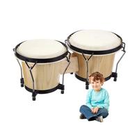 Tambour de bongo en bois Percussion Instrument de musique | Bongos en bois pour percussion pour bébés, tout-petits, enfants, adolescents, jeunes adultes et personnes âgées