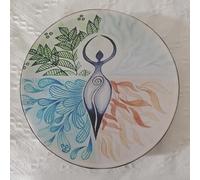 Tambour de déesse chamanique - Grosse caisse sibérienne faite à la main, instrument d’ en cuir, outil de réflexion de méditation, décor musical de sonore | Tambour chaman spirituel avec