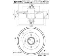 Tambour de frein 14.A672.10 BREMBO pour NISSAN MICRA III NOTE MICRA C+C III