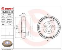 Tambour de frein 14.D996.10 BREMBO pour SEAT VW AUDI SKODA