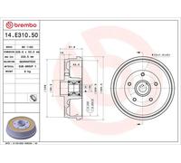 Tambour de frein 14.E310.50 BREMBO pour DACIA RENAULT