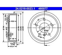 ATE Tambour de frein 24.0218-0023.1 pour Mercedes‑Benz Classe A 2x
