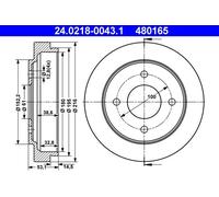 ATE Tambour de frein 24.0218-0043.1 pour NISSAN MICRA II