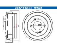 Tambour de frein 24.0218-0051.1 ATE pour KIA PICANTO II