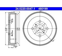 Tambour de frein 24.0220-0047.1 ATE pour TOYOTA YARIS