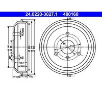 ATE Tambour de frein 24.0220-3027.1 pour SMART
