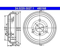 Tambour de frein 24.0220-3027.1 ATE pour SMART FORTWO Coupé CITY-COUPE ROADSTER