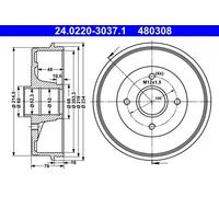 Tambour de frein ATE 24.0220-3037.1
