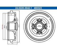 Tambour de frein 24.0220-3042.1 ATE pour NISSAN MICRA IV NOTE