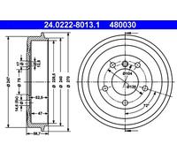 Tambour de frein ATE 24.0222-8013.1