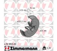 Tambour de frein 470.1855.00 ZIMMERMANN pour DACIA RENAULT