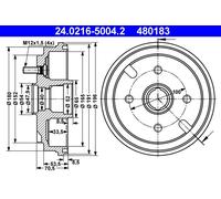 ATE 24.0216-5004.2 Tambour de frein