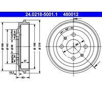 2 x ATE 24.0218-5001.1 Tambour de frein pour ABARTH,AUTOBIANCHI,FIAT,LANCIA,NISS