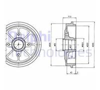 Tambour de frein BF484 DELPHI pour CITROËN PEUGEOT DS