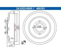 Tambour de frein peint 24.0222-0005.1 ATE pour SUZUKI SWIFT V