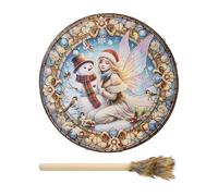 Tambour De La Main Chamanique - Imitation En Bois Et En Polyestere De Mouton 30x7cm | Tambour De Chaman Guérisseur De Noël | Outil Traditionnel De Sonore Pour La Méditation Et La Pra