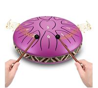 Tambour de Langue en Acier 6 Pouces 11 Tons, Tongue Drum Handpan Instrument Percussion avec Pilons pour Éducation Musicale Yoga