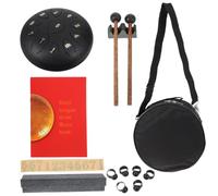 Tambour de Langue en Acier au Carbone 11 Notes Noir | Accessoires Inclus, Son Stable et Mélodie Unique, Corps Épaissi, pour Yoga et Contemplation