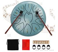 Tambour de Langue Steel Tongue Drums 6 Pouces 11 Tons,avec livre de musique et sac tambour à main pour méditation Yoga, Vert foncé