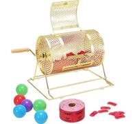 Tambour de loterie Glückskind - Cage de tirage professionnelle en métal - 3500 billets ou 100 boules de tombola - Tourniquet de loterie - Boîte à billets dorée