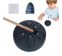 Tambour de pluie pour l'extérieur, tambours de langue pour adultes | 6 notes 3 pouces petit tambour éthéré pour la méditation | Instrument de percussion Handpan avec maillets, livre de musique pour le