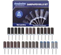 Tambour De Ponçage pour Dremel Outils Rotatifs, 28 Pièces Manchons de Ponçage avec Tige de 1/8", Comprenant Manchons Abrasifs 180/240/320/600/1000/1500/2000 Grains pour Polissage et Ponçage