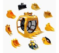 Tambour de tamisage hydraulique robuste de seau de tamis rotatif | Séparateur de sol et de saleté, grille en alliage haute résistance pour le recyclage du béton, la démolition et le nettoyage