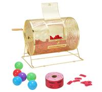 VEVOR Tambour de Tombola Loterie Loto, Capacité 5000 Billets ou 200 Balles de Ping-pong, Cage Jeu de Bingo en Métal, Plaquée en Laiton, Poignée Tournante en Bois, 409 x Ø 304 mm, pour Vote Événement